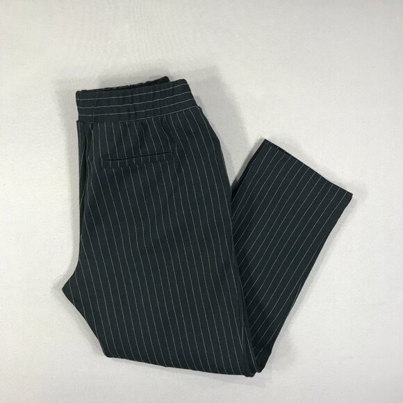 a new day Pants - A New Day Pants Women's Small Black Pinstripe Pull On Stretch Straight Pockets